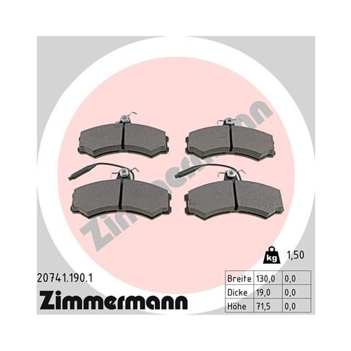 Bremsbelagsatz Scheibenbremse Zimmermann 20741.190.1 für Alfa Romeo Fiat