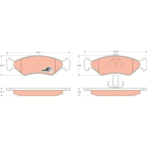 Bremsbelagsatz Scheibenbremse Trw GDB1221 Cotec für Ford Mazda Vorderachse