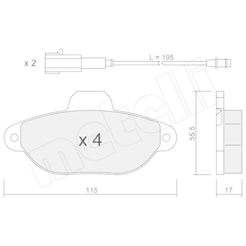 Bremsbelagsatz Scheibenbremse Metelli 22-0159-3 für Fiat Ford Vorderachse