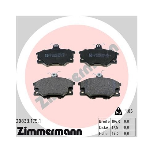 Bremsbelagsatz Scheibenbremse Zimmermann 20833.175.1 für Alfa Romeo Fiat Lancia