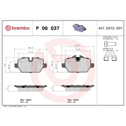 Bremsbelagsatz Scheibenbremse Brembo P06037 Prime Line für Bmw Bmw (brilliance)