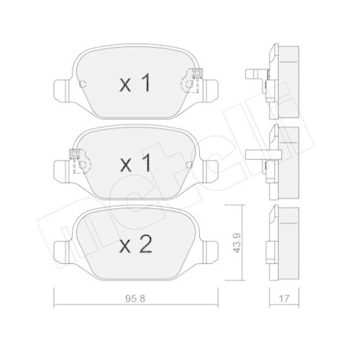 Bremsbelagsatz Scheibenbremse Metelli 22-0324-4 für Fiat Hinterachse