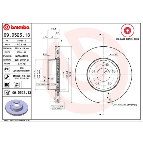 2X Brembo Bremsscheibe Prime Line - Co-cast für Mercedes Benz