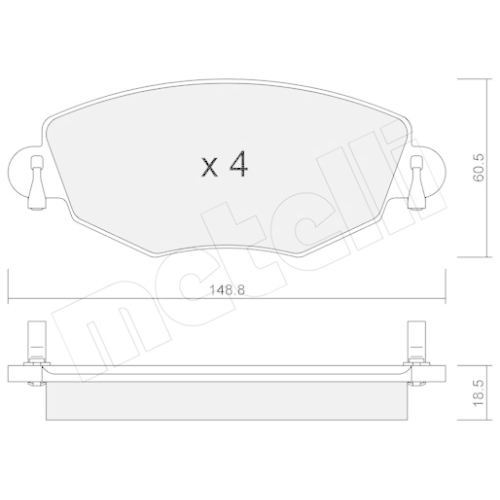 Bremsbelagsatz Scheibenbremse Metelli 22-0318-0 für Ford Jaguar Vorderachse