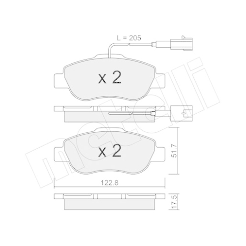 Bremsbelagsatz Scheibenbremse Metelli 22-0638-2 für Fiat Ford Vorderachse