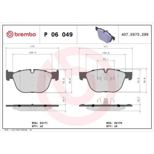 Bremsbelagsatz Scheibenbremse Brembo P06049 Prime Line für Bmw Vorderachse