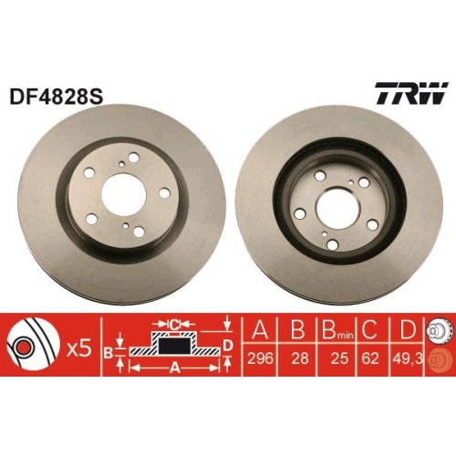 TRW 1X Bremsscheibe Vorderachse für Toyota Lexus Toyota (gac)