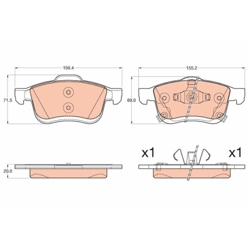 Brake Pad Set Disc Brake Trw GDB2060 for Fiat Front Axle