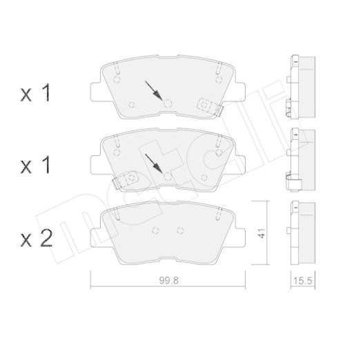 Bremsbelagsatz Scheibenbremse Metelli 22-0886-1 für Ssangyong Hyundai Kia