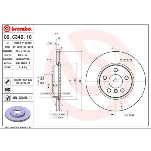 2X Brembo Bremsscheibe Vorderachse Prime Line - Uv Coated für Bmw Mini