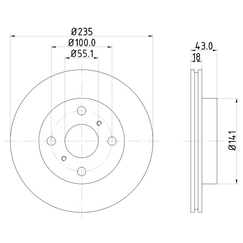 Hella Pagid 2X Bremsscheibe Vorderachse Pro für Toyota