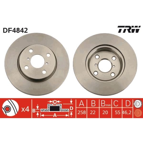 TRW 2X Bremsscheibe Vorderachse für Daihatsu Toyota Toyota (faw)