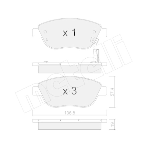 Bremsbelagsatz Scheibenbremse Metelli 22-0322-2 für Opel Vauxhall Vorderachse