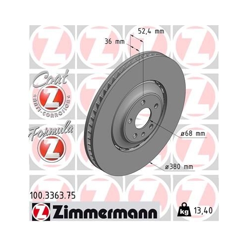 Zimmermann 1X Bremsscheibe Vorderachse Formula Z für Vag