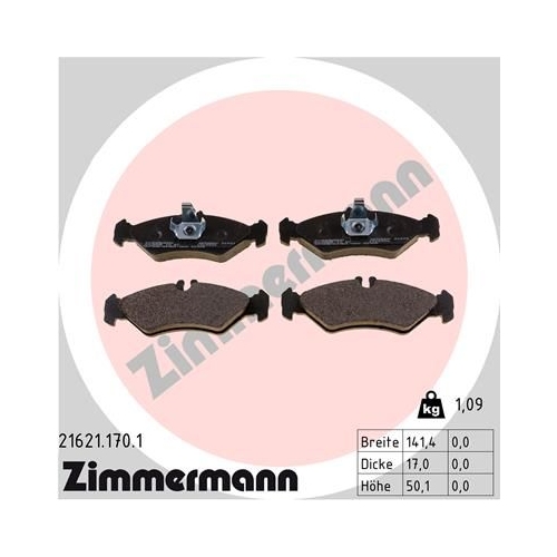 Bremsbelagsatz Scheibenbremse Zimmermann 21621.170.1 für Mercedes Benz Vag