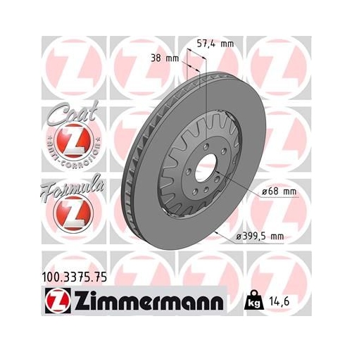 Zimmermann 1X Bremsscheibe Vorderachse Formula Z für Vag