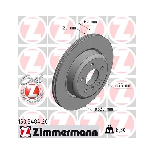 Zimmermann 2X Bremsscheibe Hinterachse Coat Z für Bmw Bmw (brilliance)