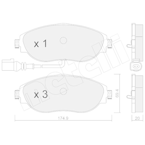 Bremsbelagsatz Scheibenbremse Metelli 22-0952-0 für Audi Seat Skoda VW