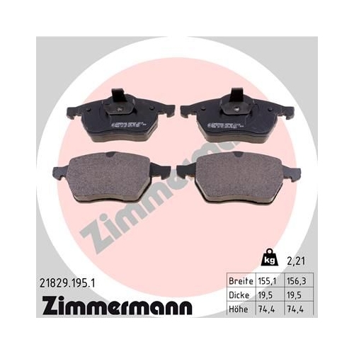 Bremsbelagsatz Scheibenbremse Zimmermann 21829.195.1 für Opel Saab Vauxhall