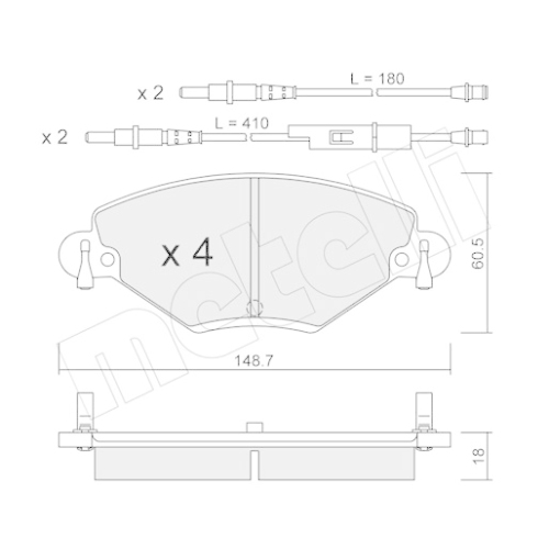 Bremsbelagsatz Scheibenbremse Metelli 22-0331-0 für Citroën Vorderachse