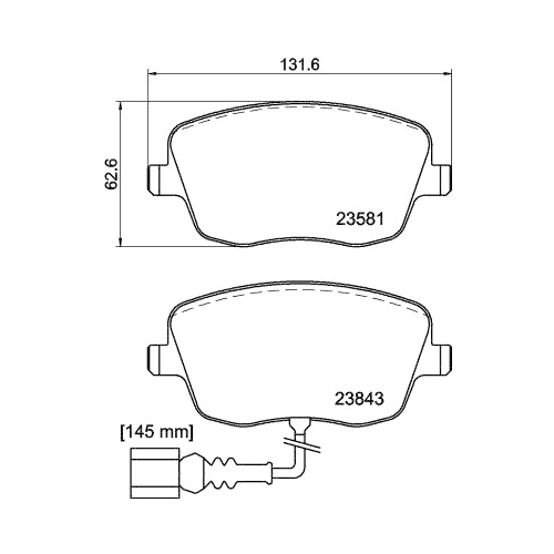 Bremsbelagsatz Scheibenbremse Hella Pagid 8DB 355 018-811 für Audi Seat Skoda VW