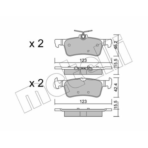 Bremsbelagsatz Scheibenbremse Metelli 22-1042-0 für Peugeot Hinterachse