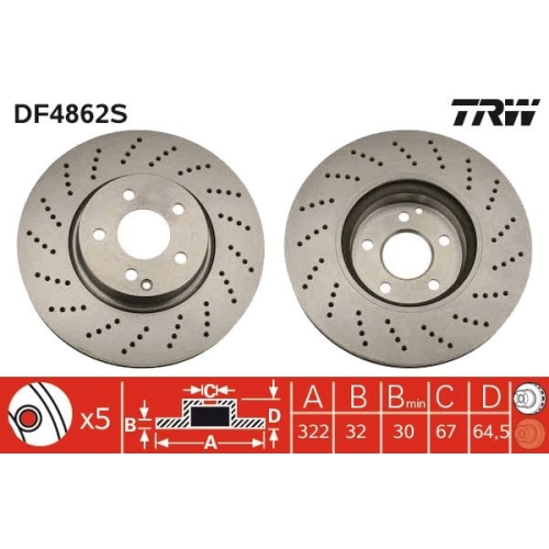 TRW 1X Bremsscheibe für Mercedes Benz