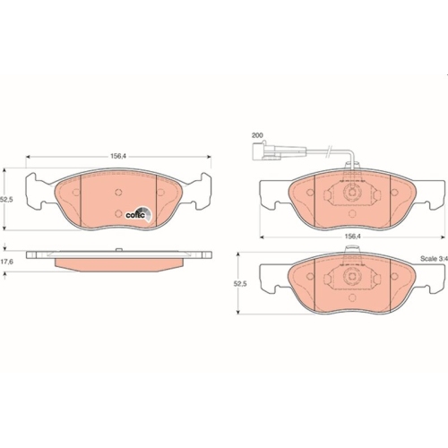 Brake Pad Set Disc Brake Trw GDB1290 Cotec for Alfa Romeo Fiat Lancia Front Axle