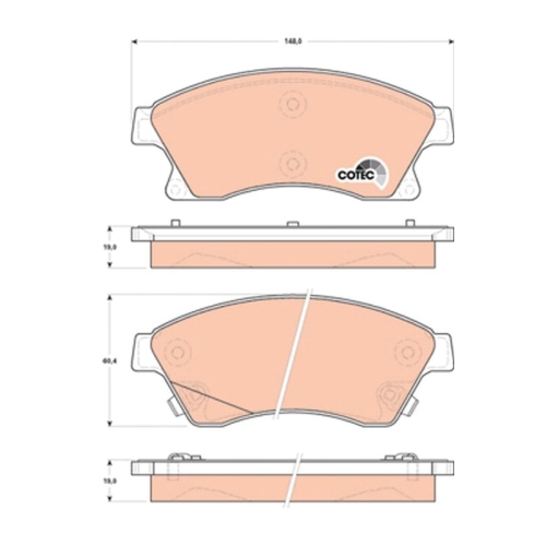 Bremsbelagsatz Scheibenbremse Trw GDB1843 Cotec für Opel Vauxhall Chevrolet