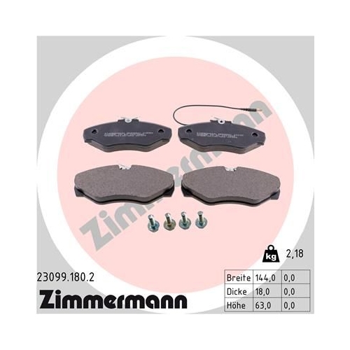 Bremsbelagsatz Scheibenbremse Zimmermann 23099.180.2 für Renault Vorderachse