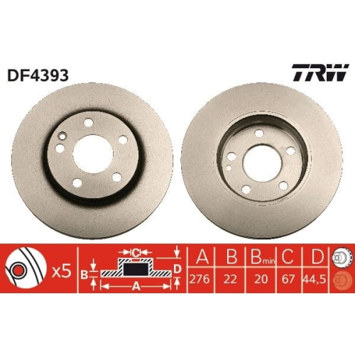 TRW 2X Bremsscheibe für Mercedes Benz