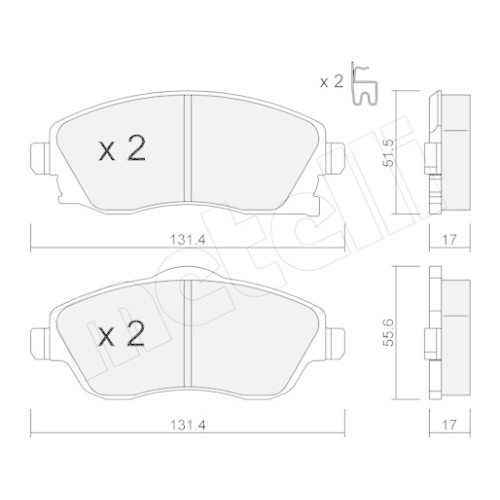 Bremsbelagsatz Scheibenbremse Metelli 22-0340-0 für Opel Vauxhall Vorderachse