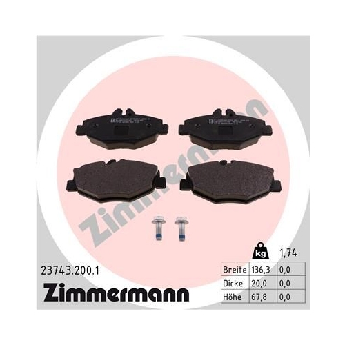 Bremsbelagsatz Scheibenbremse Zimmermann 23743.200.1 für Mercedes Benz