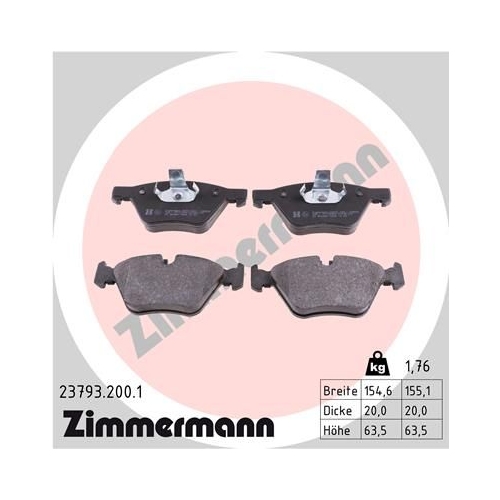 Bremsbelagsatz Scheibenbremse Zimmermann 23793.200.1 für Bmw Bmw (brilliance)