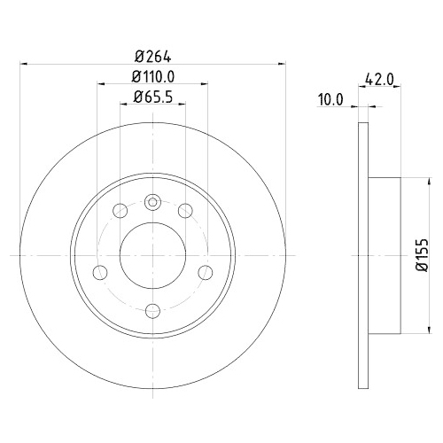 Hella Pagid 2X Bremsscheibe Hinterachse Pro für Opel Vauxhall