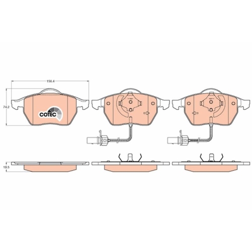 Bremsbelagsatz Scheibenbremse Trw GDB1307 Cotec für Audi Seat Skoda VW Vw (svw)