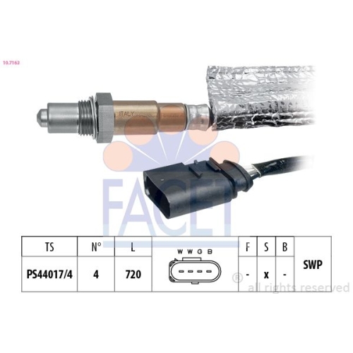 Lambdasonde Facet 10.7163 Made In Italy - Oe Equivalent für Audi Seat Skoda VW