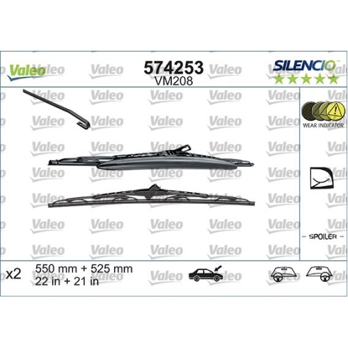 Wischblatt Valeo 574253 Silencio Conventional Set für Vorne