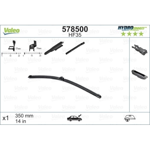 Wischblatt Valeo 578500 Hydroconnect für Fiat Ford Renault VW Smart Abarth