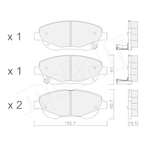 Bremsbelagsatz Scheibenbremse Metelli 22-0879-0 für Toyota Vorderachse