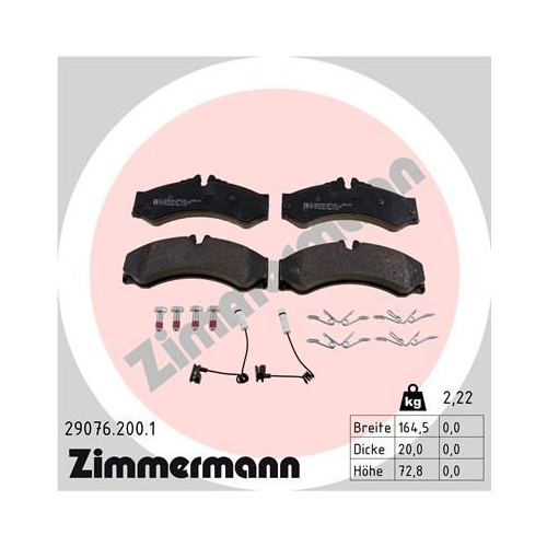 Bremsbelagsatz Scheibenbremse Zimmermann 29076.200.1 für Mercedes Benz Vag