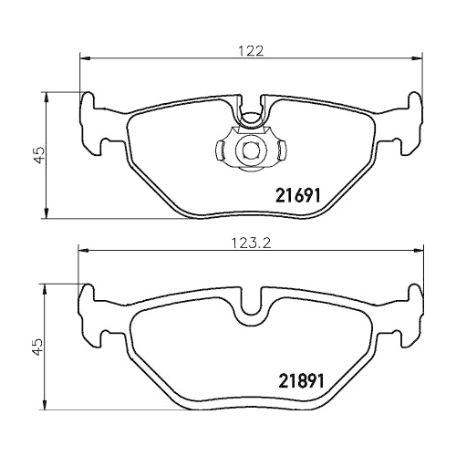 Bremsbelagsatz Scheibenbremse Hella Pagid 8DB 355 007-981 für Bmw Hinterachse