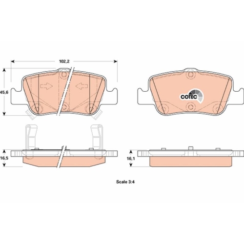 Bremsbelagsatz Scheibenbremse Trw GDB3480 Cotec für Toyota Hinterachse