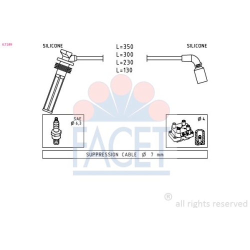 Zündleitungssatz Facet 4.7249 Made In Italy - Oe Equivalent für Chevrolet
