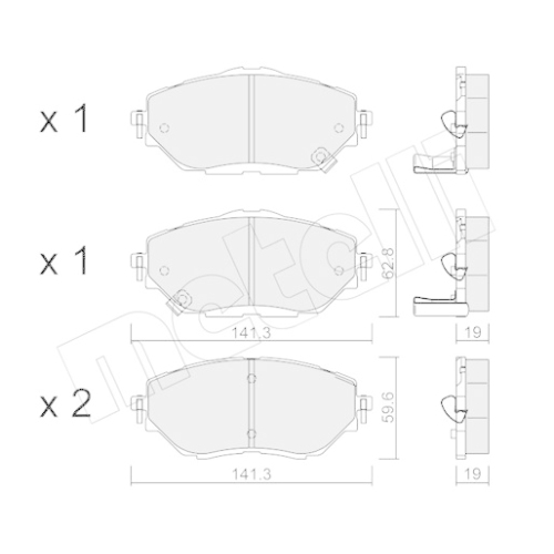 Bremsbelagsatz Scheibenbremse Metelli 22-1088-0 für Toyota Vorderachse