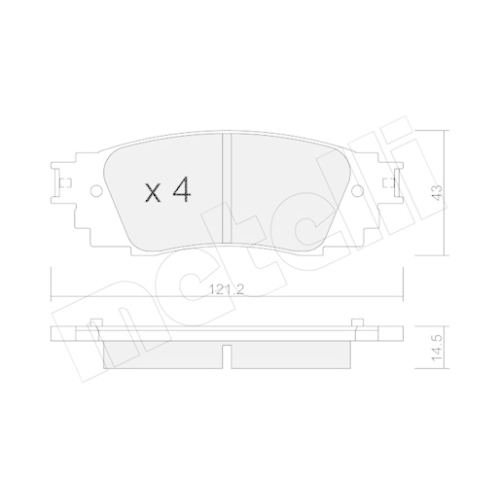 Bremsbelagsatz Scheibenbremse Metelli 22-1089-0 für Toyota Lexus Hinterachse