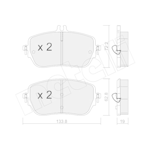 Bremsbelagsatz Scheibenbremse Metelli 22-1193-0 für Mercedes Benz Mercedes Benz