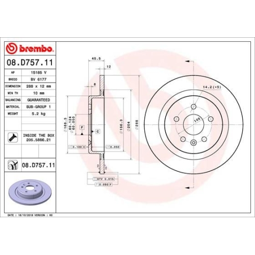 2X Brembo Bremsscheibe Prime Line - Uv Coated für Opel Vauxhall