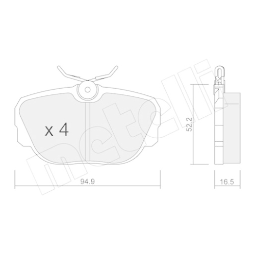 Bremsbelagsatz Scheibenbremse Metelli 22-0351-0 für Land Rover Hinterachse