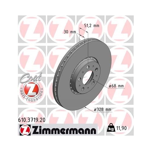 Zimmermann 1X Bremsscheibe Vorderachse Coat Z für Volvo